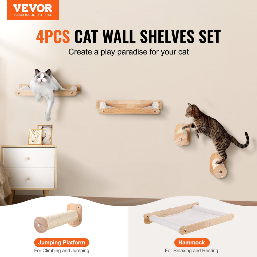 Wall-Mounted Cat Shelf Set