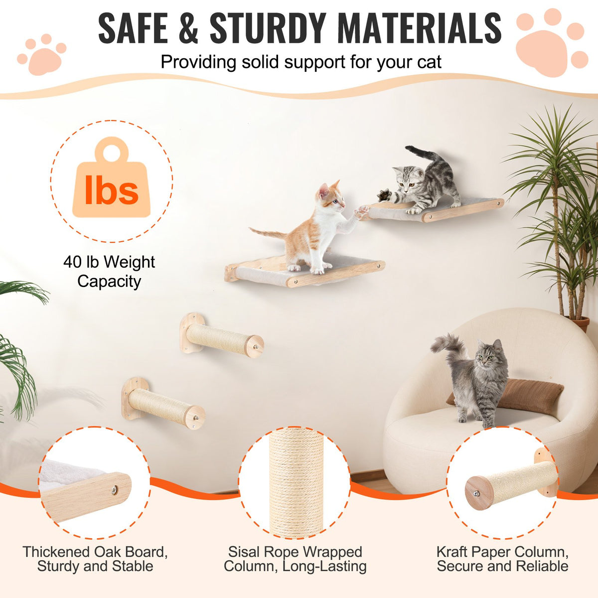 Wall-Mounted Cat Shelf Set