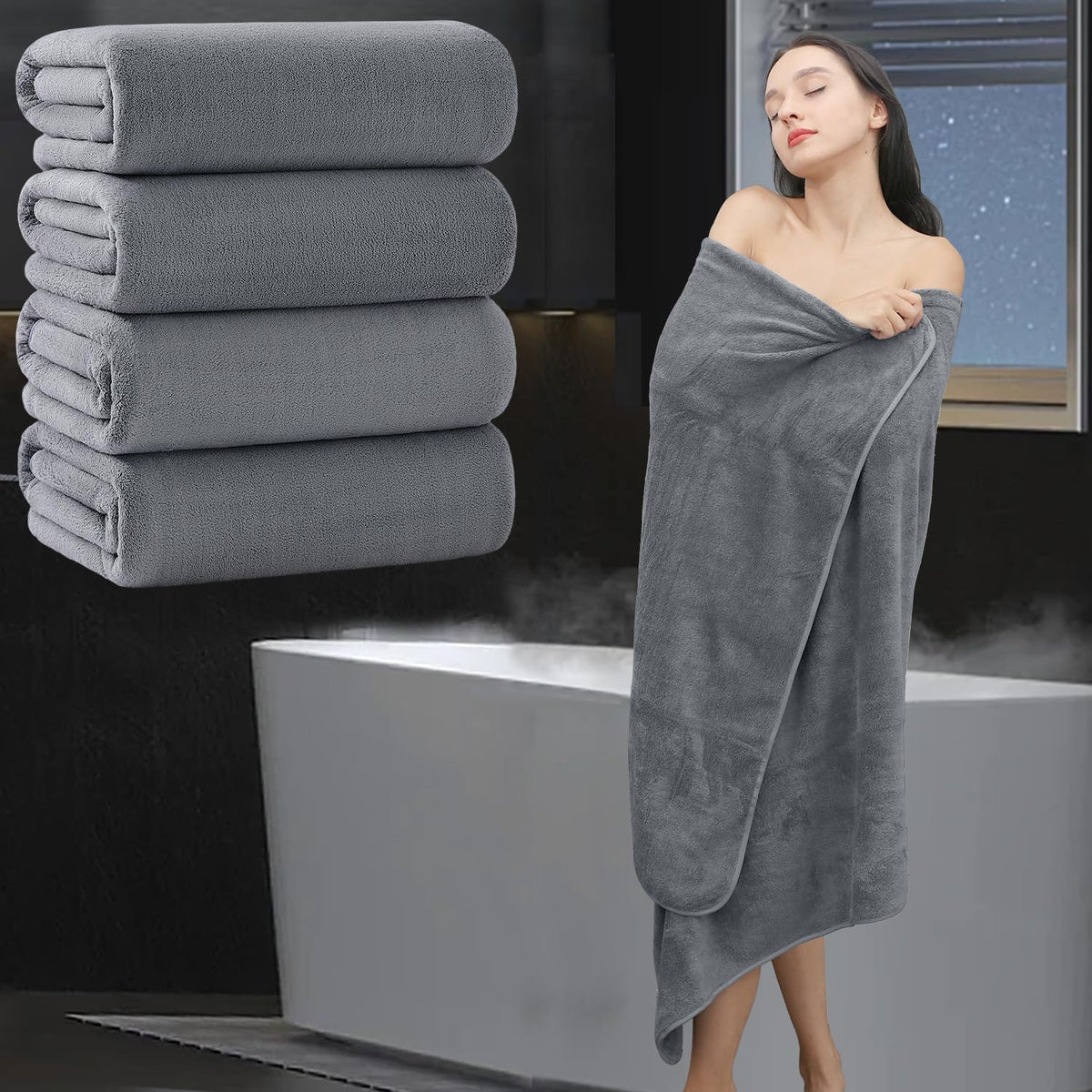 Grey bath towels package