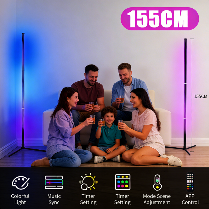 RGB LED Corner Floor Lamp