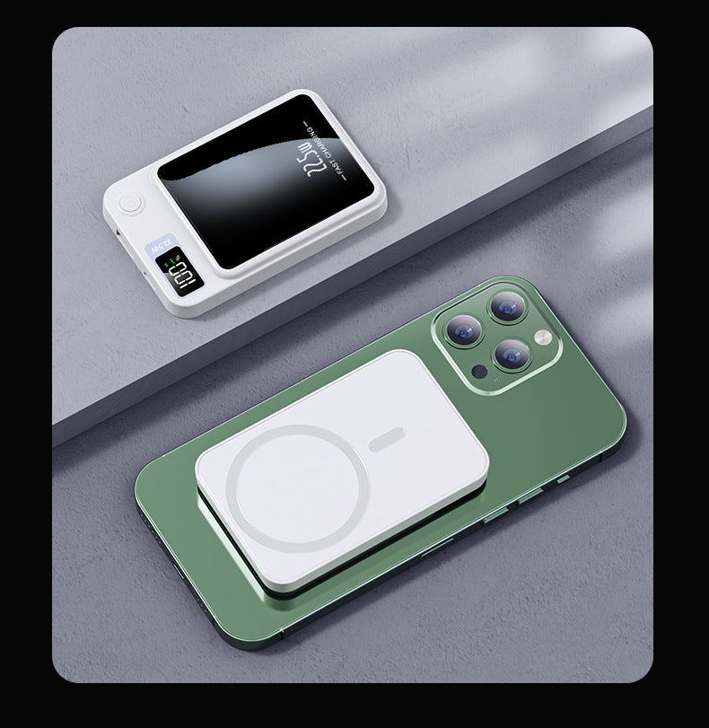 Magnetic power bank attached to a phone