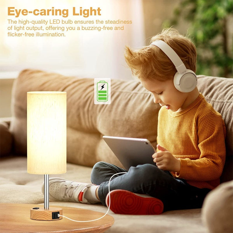 Dimmable Bedside Lamp with USB Charging