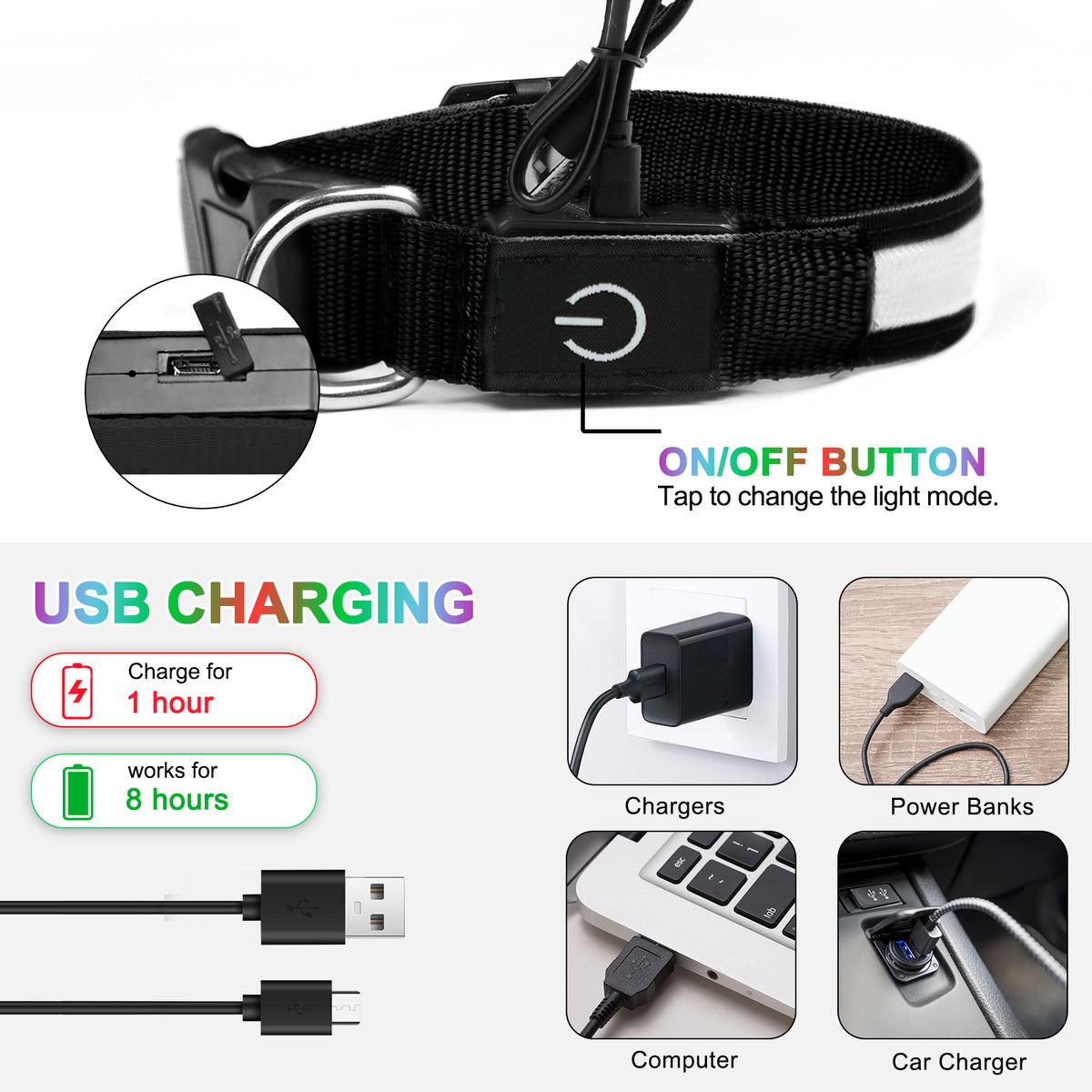 Rechargeable LED Dog Collar