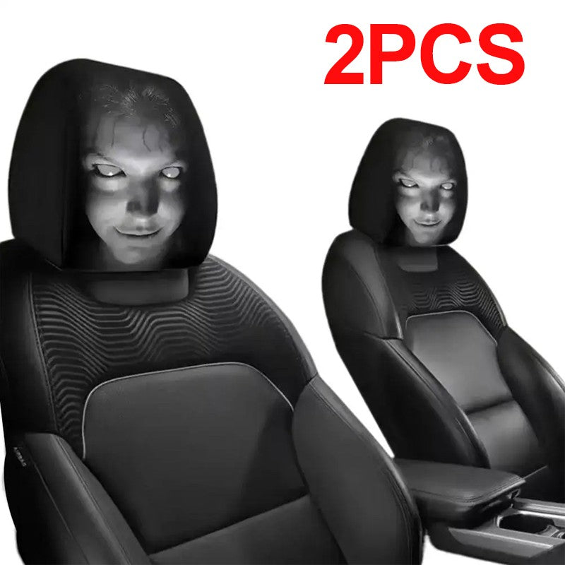 Creepy Face Car Headrest Covers (2-Pack)