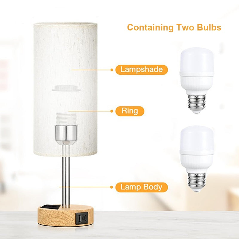 Dimmable Bedside Lamp with USB Charging