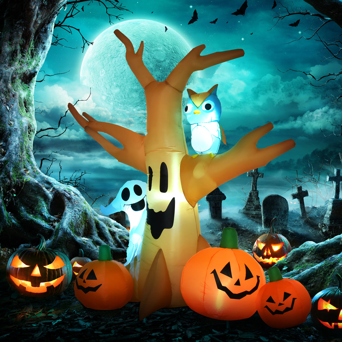 Inflatable Haunted Tree with Pumpkins (240 cm)
