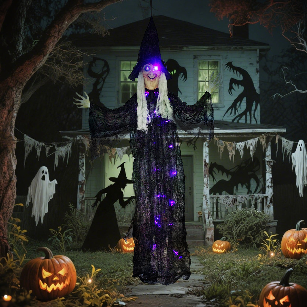 Deluxe Light-Up Hanging Witch (183 cm)
