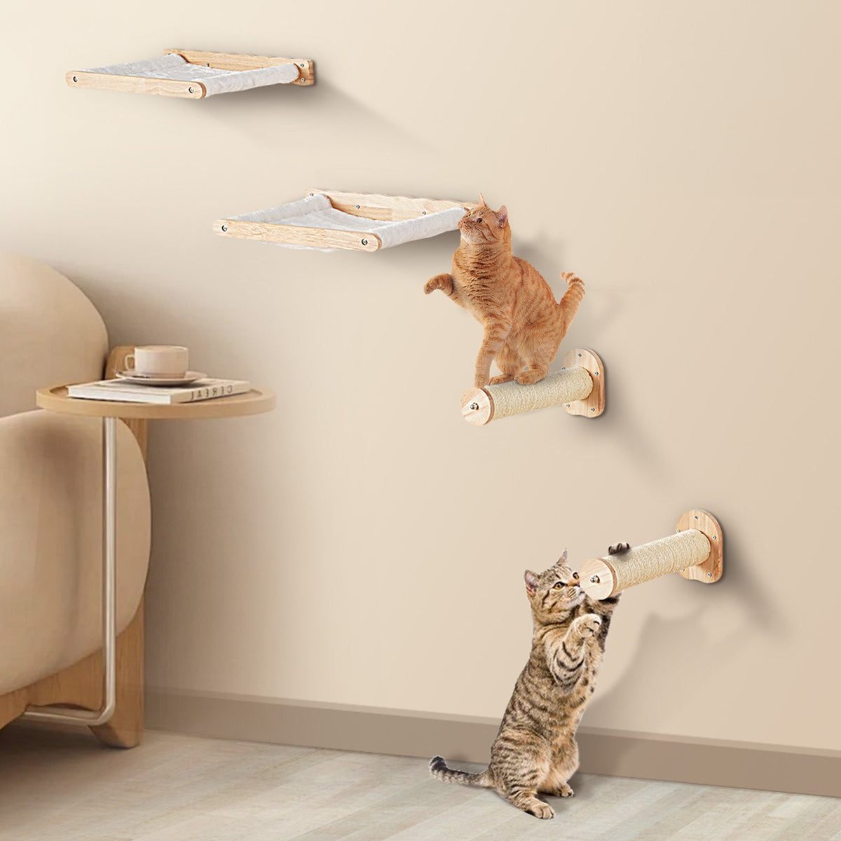 Wall-Mounted Cat Shelf Set